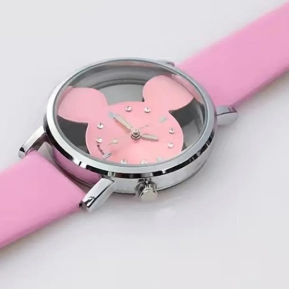 Minnie Mouse Watch Clear Face Quartz Adjustable Band Barbie Pink One Size